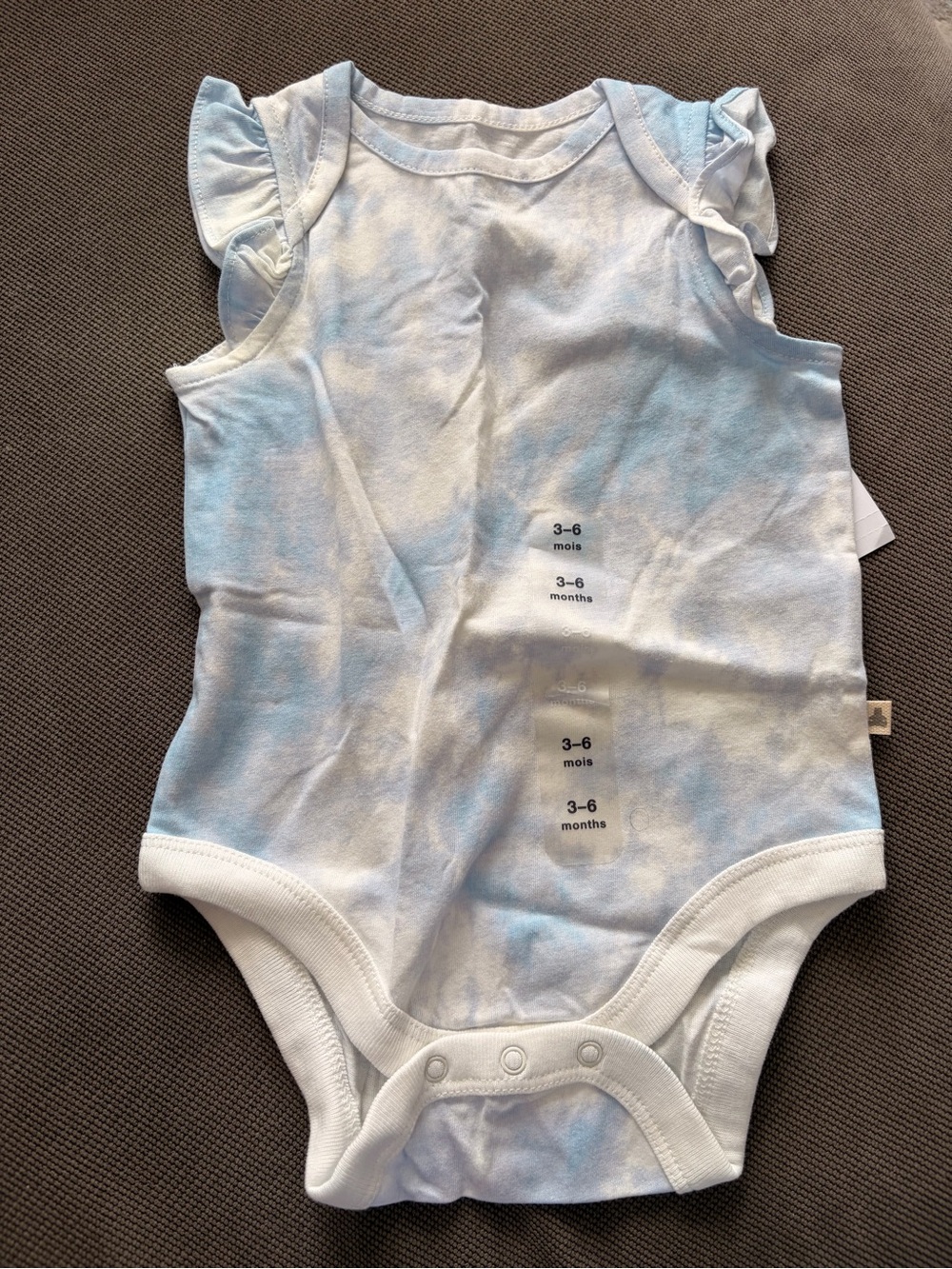GAP Light Blue Tie-Dye Ruffle Shoulder One-Piece Bodysuit
